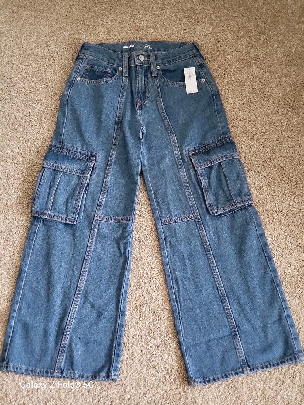 ♥️NWT♥️ Old Navy Girls Medium Blue Wide-Leg Cargo Jeans